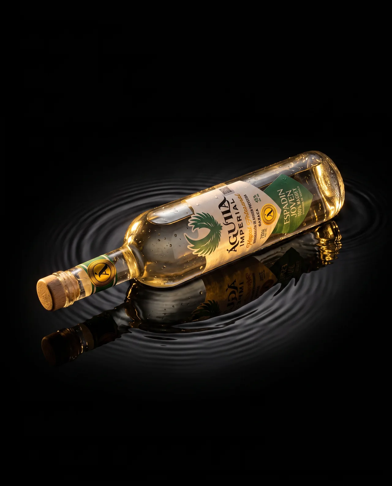 Botella de mezcal Águtia Imperial Espadín, marca desarrollada por Dobalab