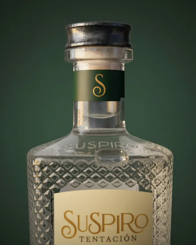 Botella de mezcal Suspiro Tentación, marca desarrollada por Dobalab
